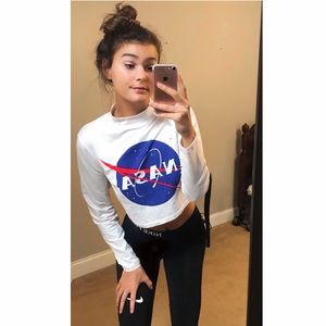 White NASA Crop Tod w turtle-neck